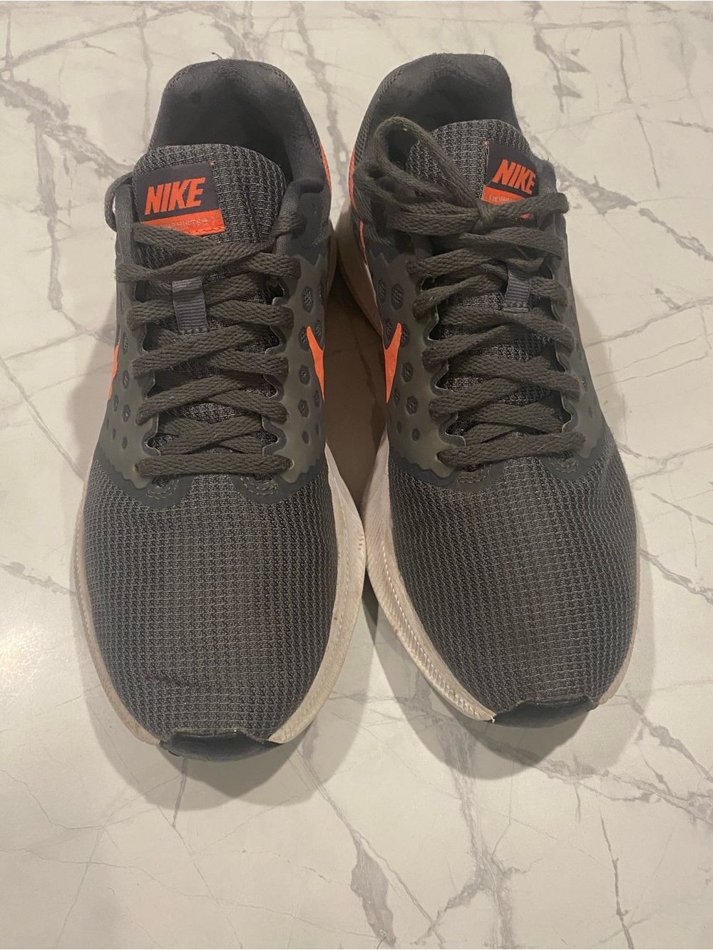 Women’s Nike Dark Gray Sneakers with salmon Logos